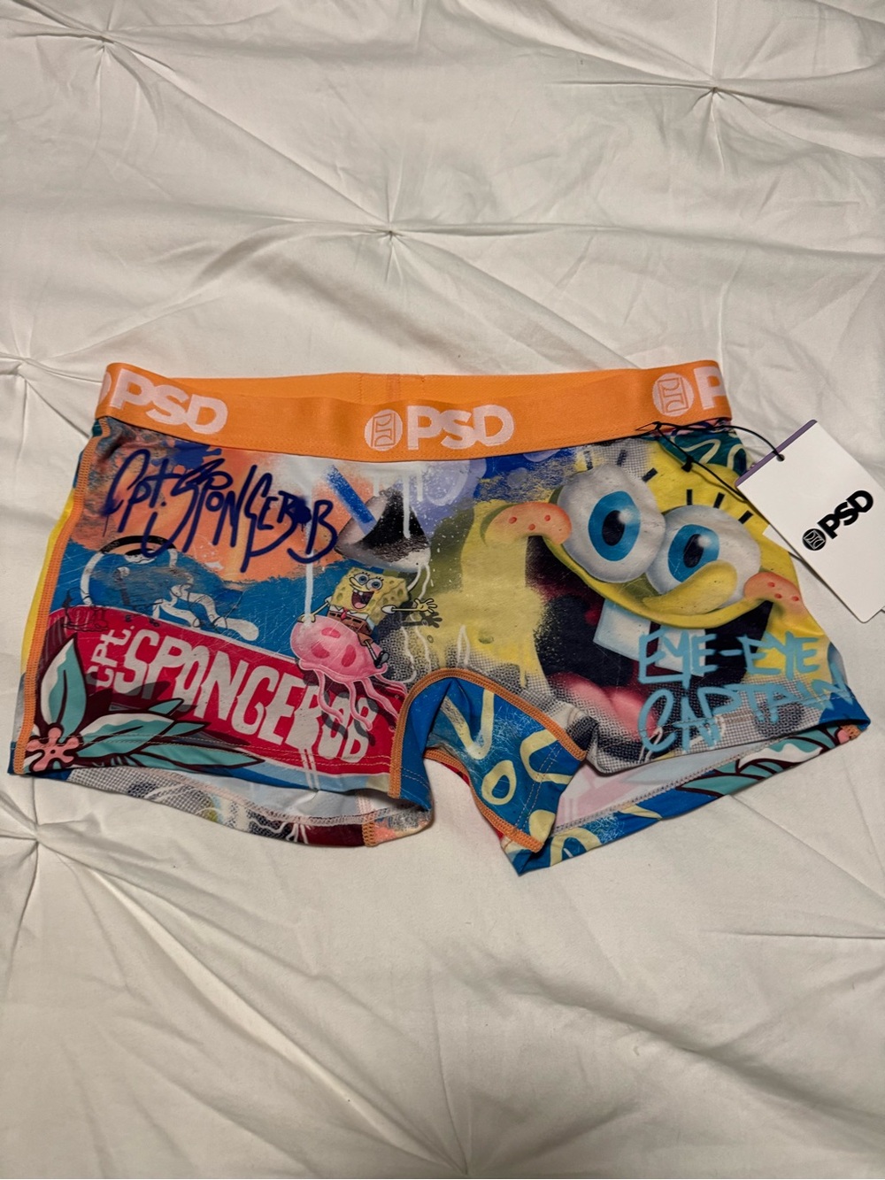 PSD x SpongeBob Orange & Multi Graphic Boyshorts Sz L